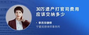 30万遗产打官司费用应该交纳多少?