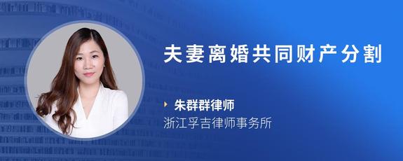 夫妻离婚共同财产分割