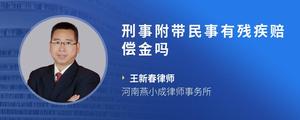 刑事附带民事有残疾赔偿金吗