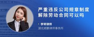 严重违反公司规章制度解除劳动合同可以吗