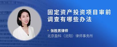 固定资产投资项目审前调查有哪些办法