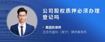 公司股权质押必须办理登记吗