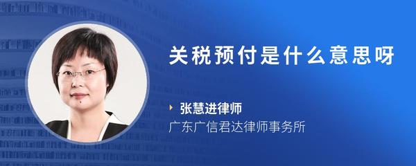 关税预付是什么意思呀