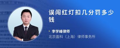 误闯红灯扣几分罚多少钱