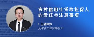 农村信用社贷款担保人的责任与注意事项