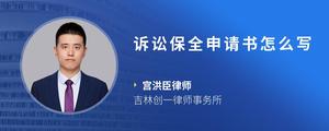 诉讼保全申请书怎么写