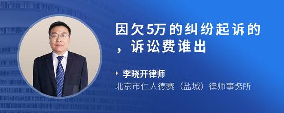 因欠5万的纠纷起诉的，诉讼费谁出