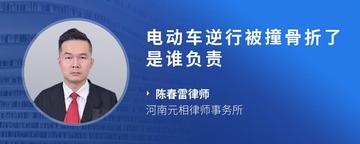 电动车逆行被撞骨折了是谁负责