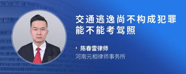 交通逃逸尚不构成犯罪能不能考驾照