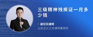 三级精神残疾证一月多少钱