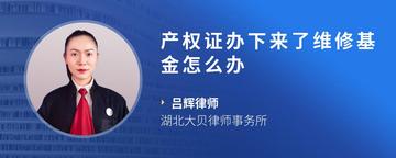 产权证办下来了维修基金怎么办