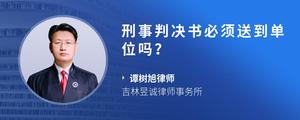 刑事判决书必须送到单位吗？