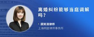 离婚纠纷能够当庭调解吗？